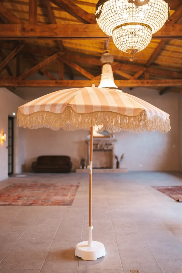 Parasol à rayures rose et blanc – Image 2